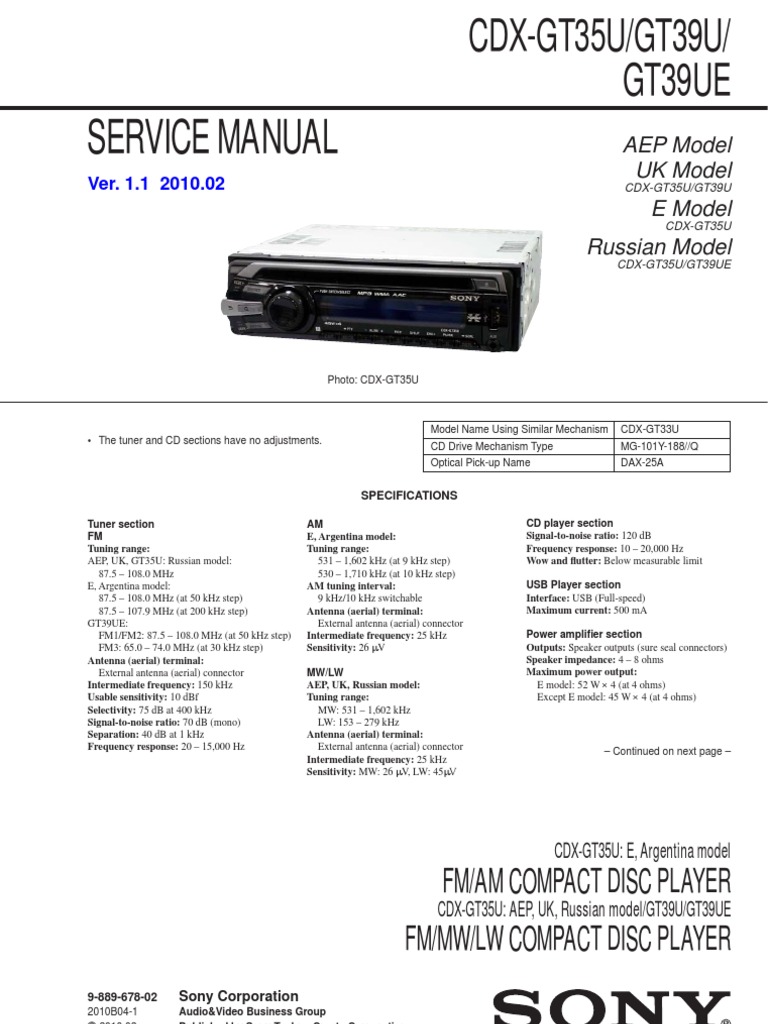 Sony Car Stereo Wiring Diagram Cdx Gt540ui