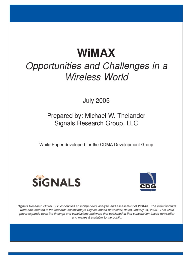 WiMAX Opportunities and Challenges in A Wireless World | PDF