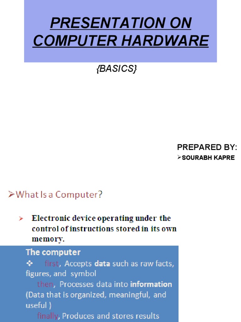 Computer Hardware Basics Presentation | PDF