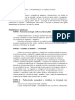 Teoria e Crítica Da Atuação Do Arquiteto Urbanista