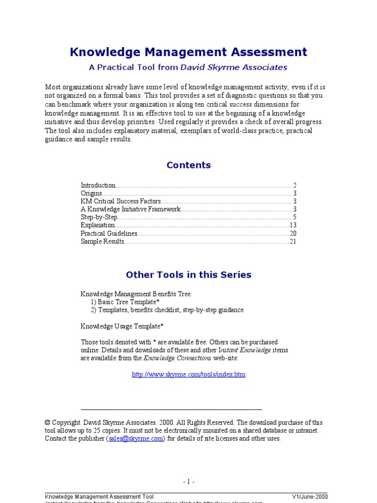 Knowledge Management Assessment | Knowledge Management | Expert