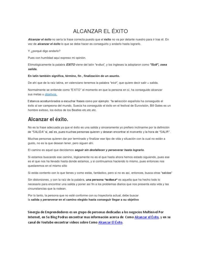 Alcanzar El Éxito | PDF