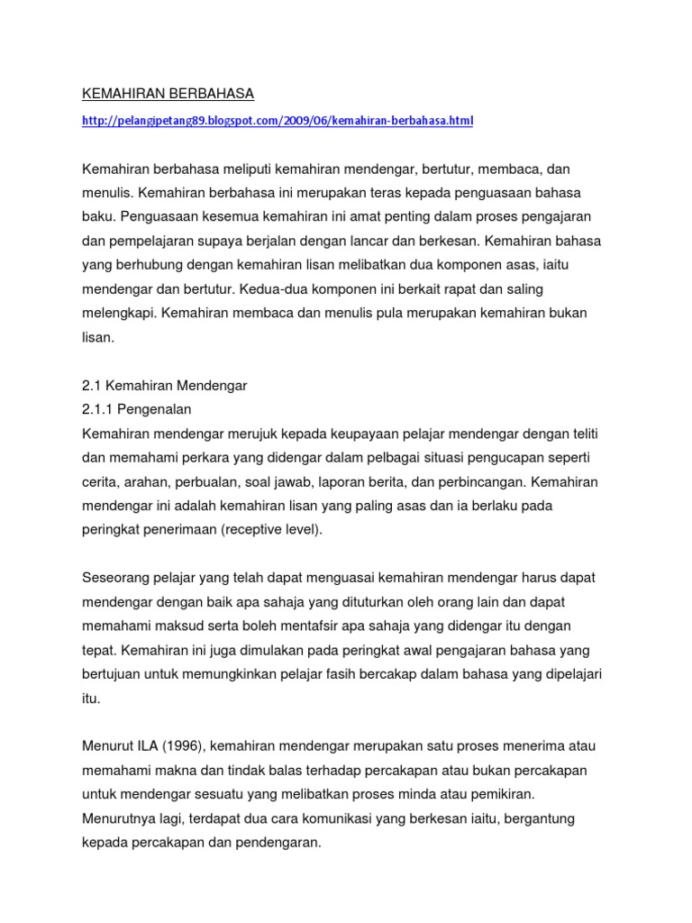 Kemahiran Berbahasa Pdf