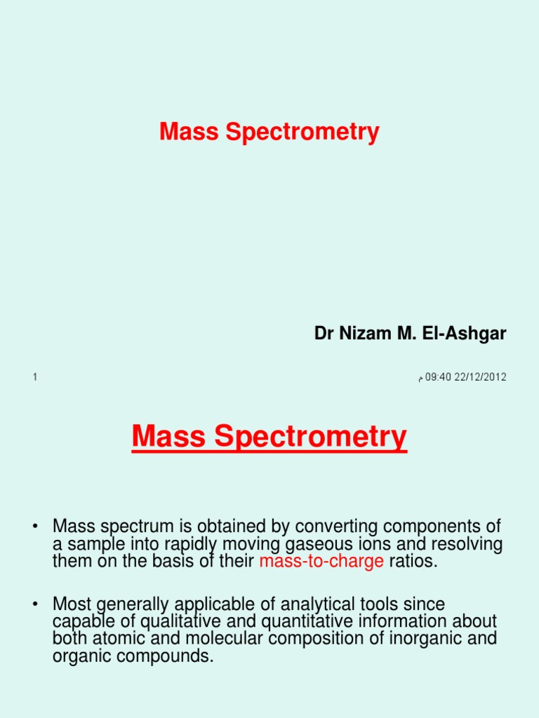 Overview of Mass Spectrometry Techniques | PDF | Mass Spectrometry ...