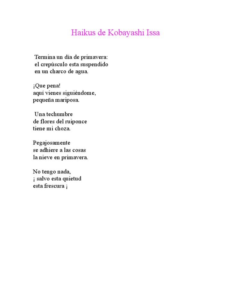 Haikus de Kobayashi Issa | PDF
