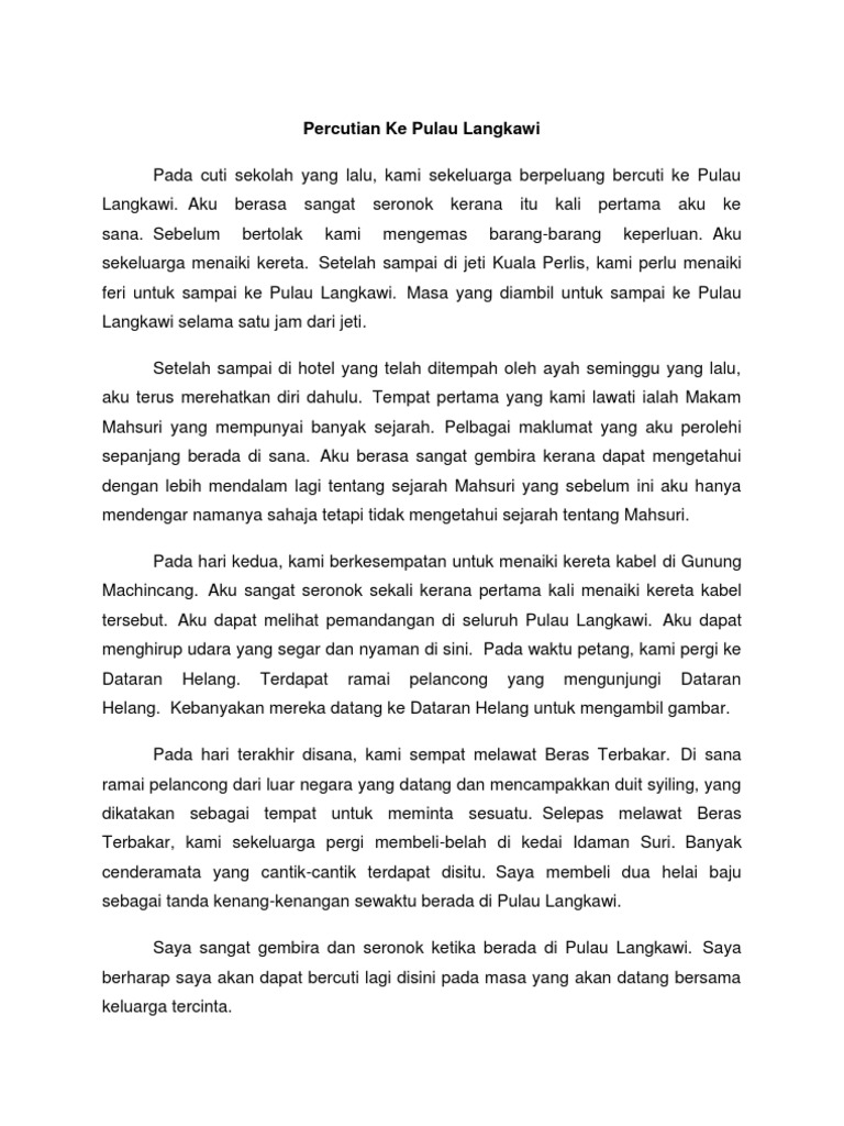 Percutian Ke Pulau Langkawi