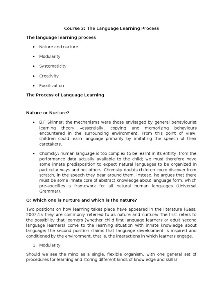 Course 2 The Language Learning Process PDF Second Language Course 2 The Language Learning Process PDF Second Language