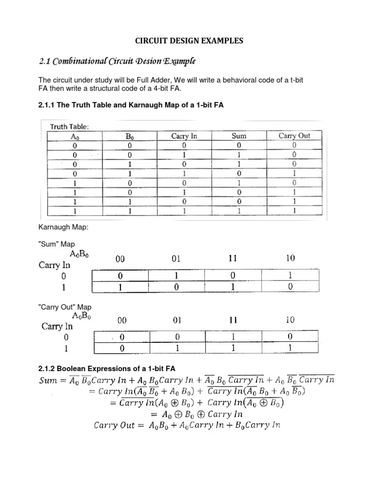 Full Adder Circuit Design Examples | PDF