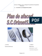 Plan de Afaceri Restaurant SC Orizont SRL