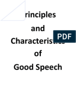Principles of and Characteristics of Good Speech