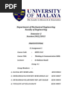 Department of Mechanical Engineering Faculty of Engineering Semester 2 Session 2012/2013 Prototyping