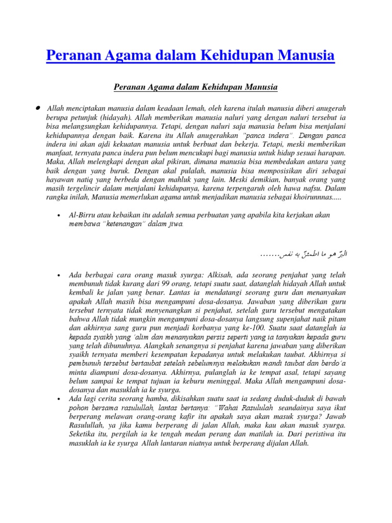 Peranan Agama Dalam Kehidupan Manusia