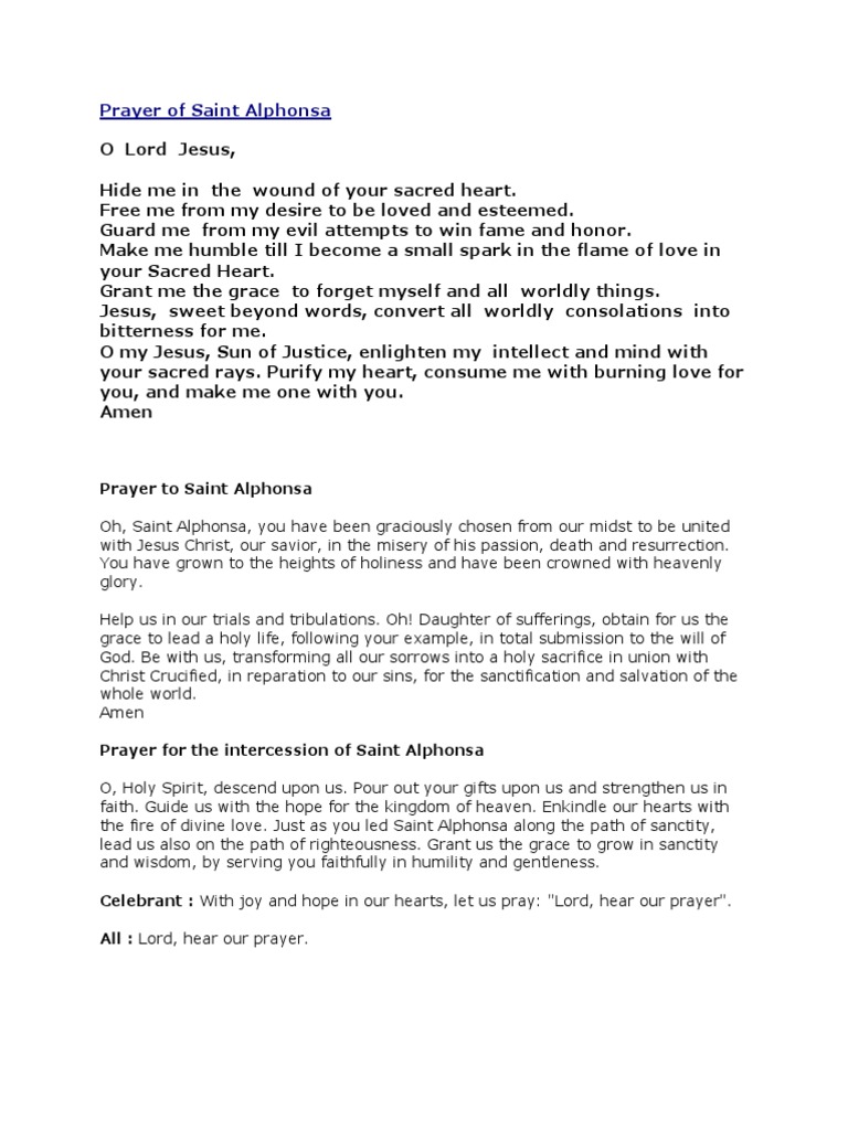 Prayer To Saint Alphonsa PDF Grace In Christianity Prayer