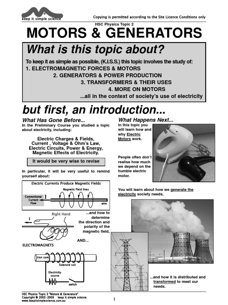 HSC Physics K.I.S.S. Motors & Generators | PDF | Electromagnetic ...