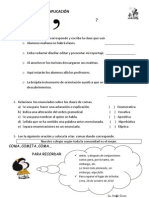 Encuentra las comas fugadas: Ficha de evaluación sobre el uso de la coma