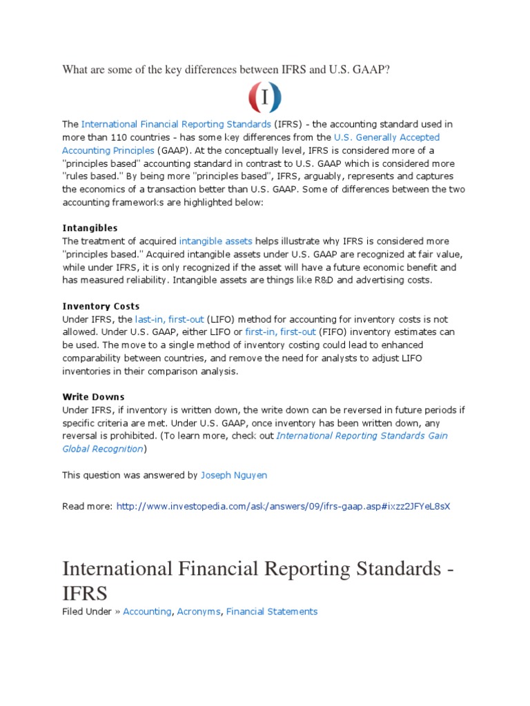 Key Differences Between IFRS and GAAP | PDF | Generally Accepted ...