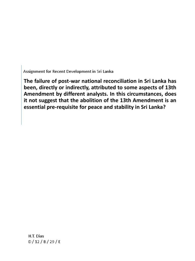Abolishing the 13th Amendment for Peace | PDF | Supreme Courts | Sri Lanka
