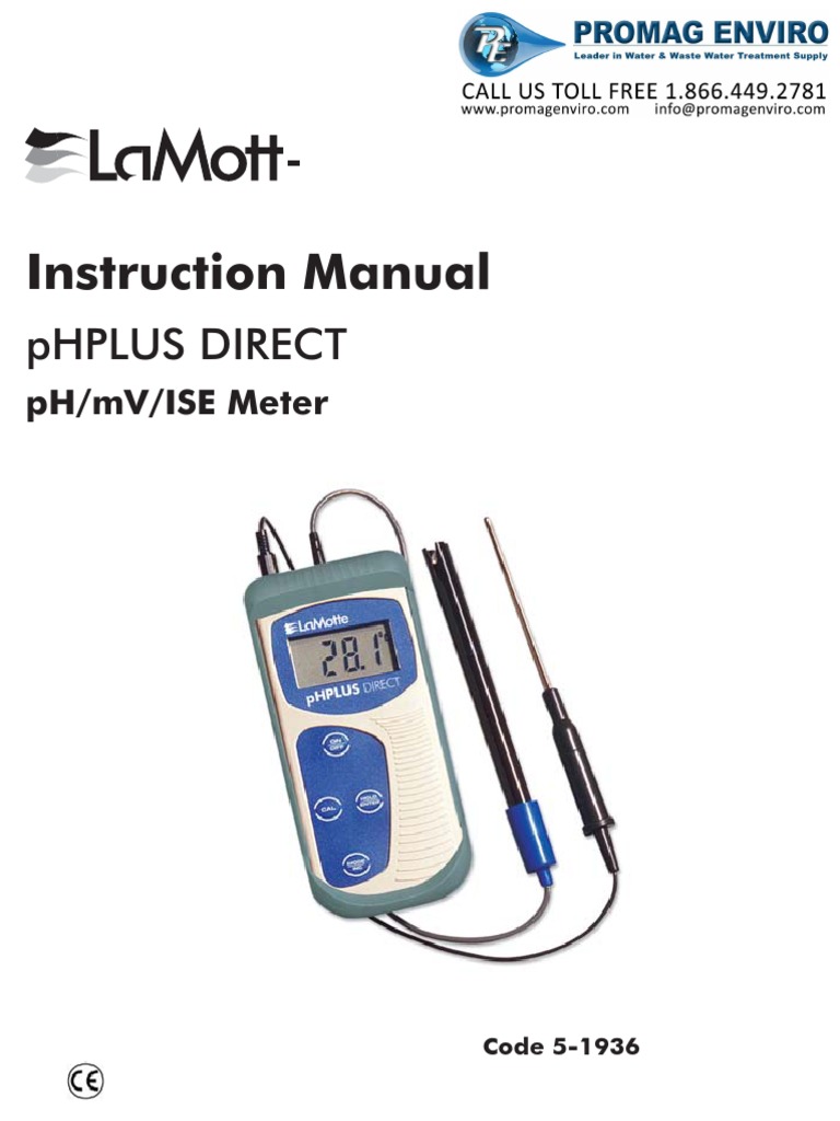 LaMotte 51936 PH Plus Direct 2 Meter Instructions PDF Ph Calibration