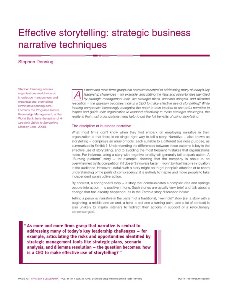 Strategic Business Storytelling Techniques | PDF | Narrative | Storytelling