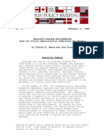 Ballistic Missile Proliferation: Does The Clinton Administration Understand The Threat?, Cato Foreign Policy Briefing No. 51