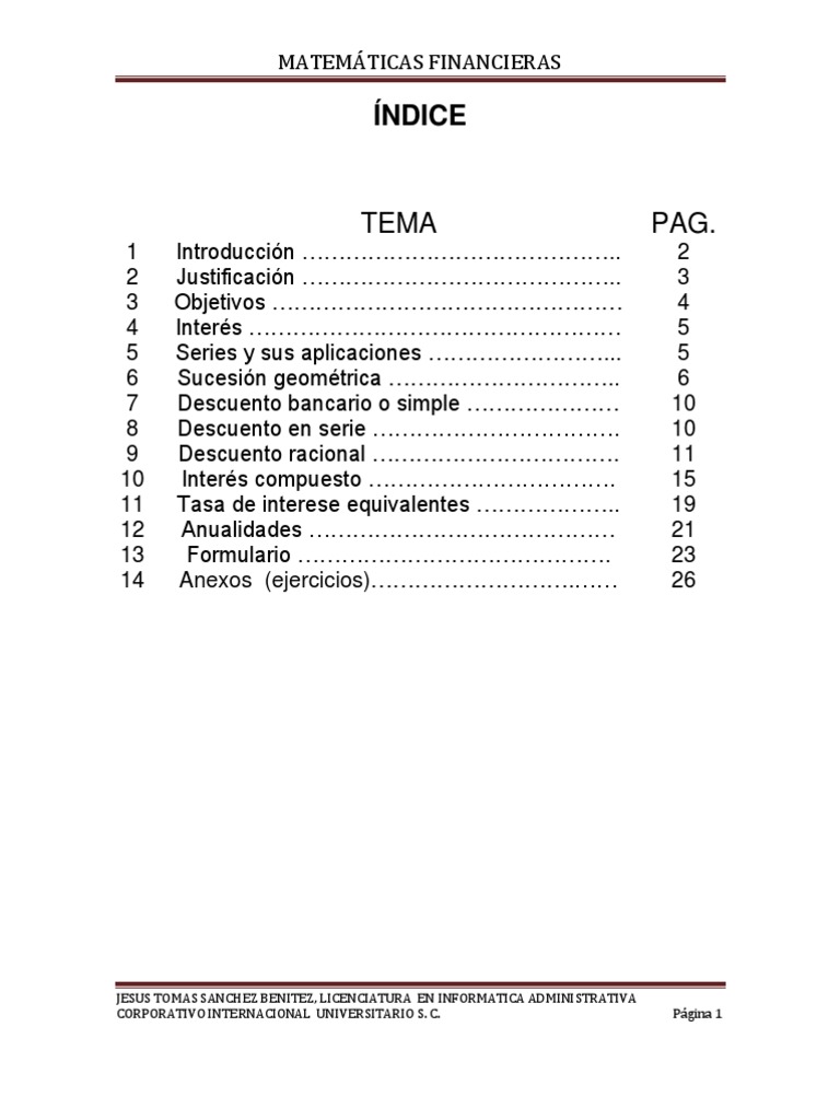 Fundamentos de Matemáticas Financieras | PDF | Finanzas y dinero