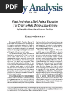 Fiscal Analysis of A $500 Federal Education Tax Credit To Help Millions, Save Billions, Cato Policy Analysis No. 398