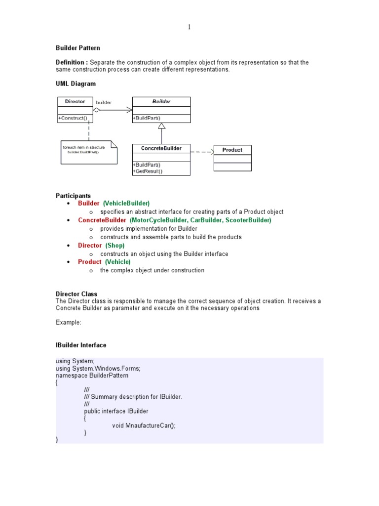 Builder Pattern | PDF | Class (Computer Programming) | Object (Computer ...