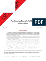 Free Speech and The 527 Prohibition, Cato Briefing Paper No. 96