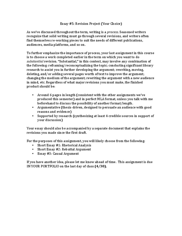 Essay Revision Project Guidelines | PDF | Communication | Epistemology