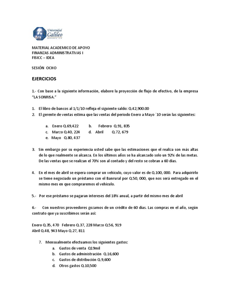 Proyecciones de Flujos de Efectivo y Caja | PDF | Flujo de efectivo ...
