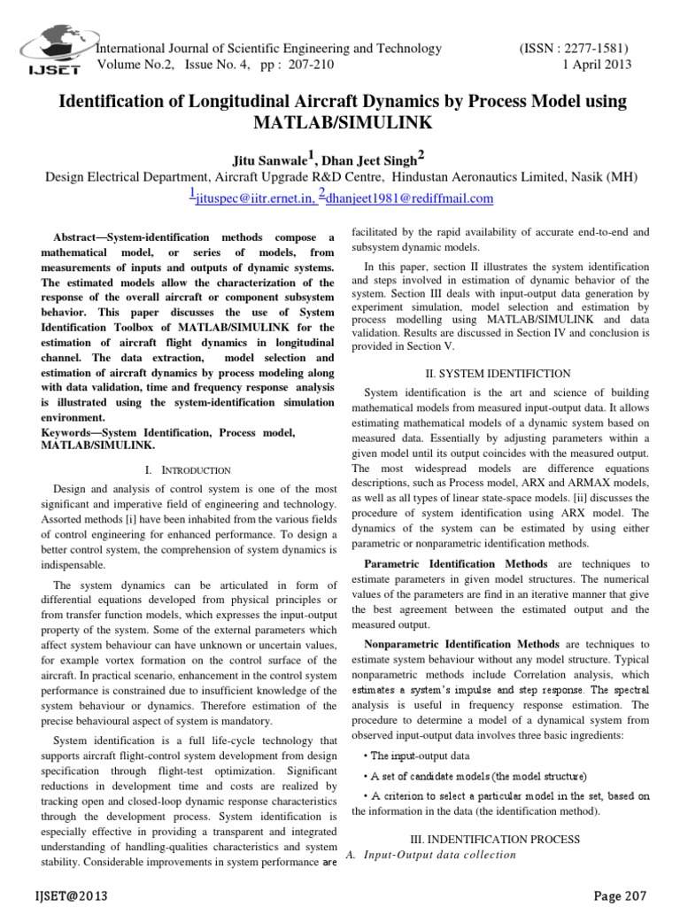 Identification of Longitudinal Aircraft Dynamics by Process Model Using ...