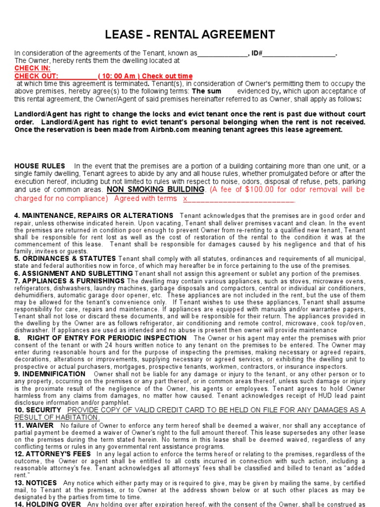 Airbnb Agreement | PDF | Leasehold Estate | Eviction