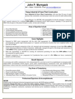 Construction Manager Senior Project Manager in Buffalo NY Resume John Murnyack