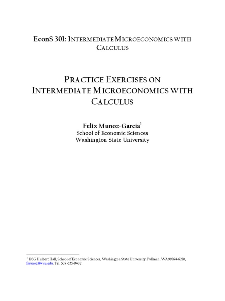 Practice Exercises Intermediate Micro | PDF | Demand | Production Function