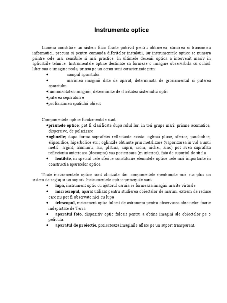 Instrumente Optice | PDF