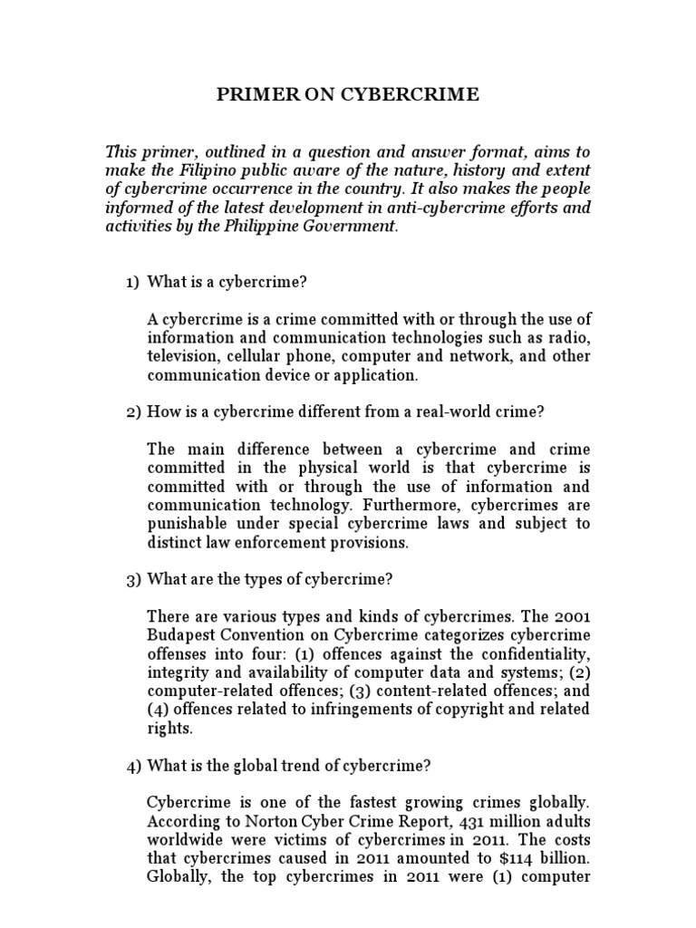 Primer On Cybercrime Cybercrime Online Safety Privacy - 