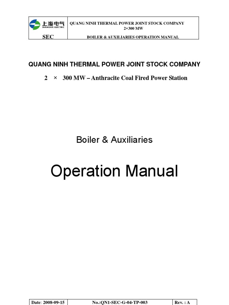 Boiler Operation Manual for 2x300 MW Plant | PDF | Boiler | Mechanical Fan