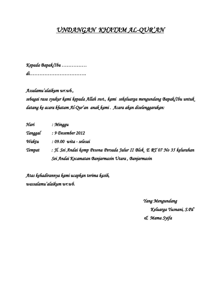 Undangan Khatam Al Docx