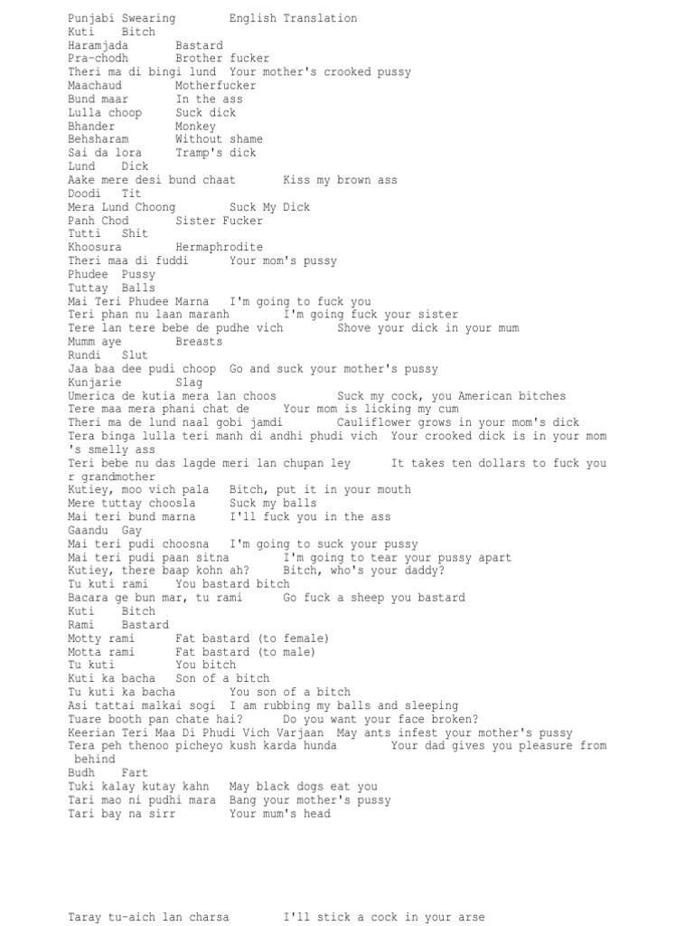 Punjabi Insults Pdf Human Sexuality