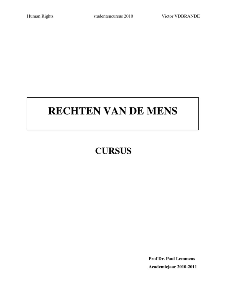 Studentencursus International en European Human Rights Law | PDF
