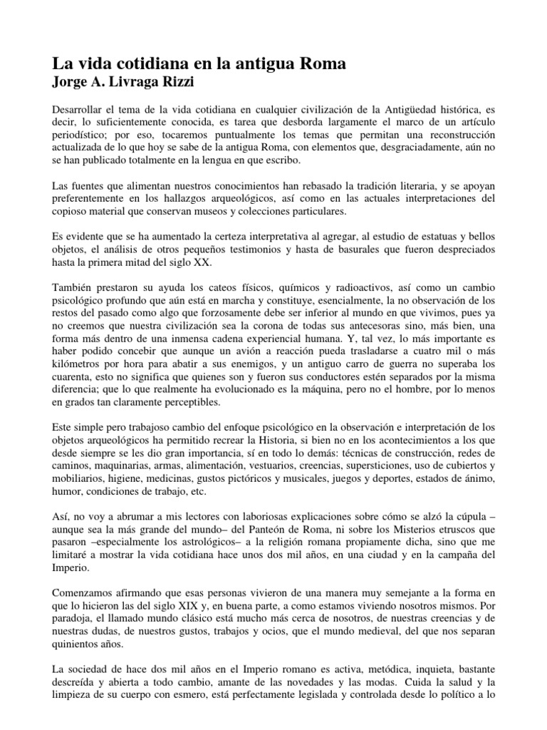 La Vida Cotidiana en La Antigua Roma | PDF | Eneas | imperio Romano, image size:768x1024