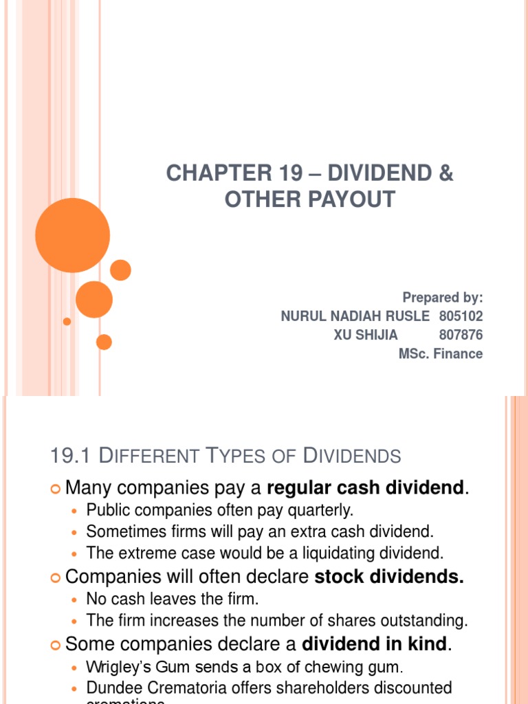 Dividend and Payout Policies Explained | PDF | Dividend | Share Repurchase