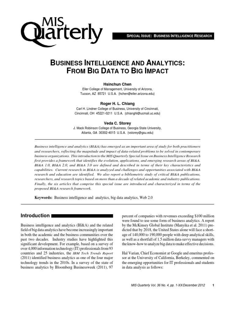 MISQ BI Special Issue Introduction Chen-Chiang-Storey December 2012 PDF ...