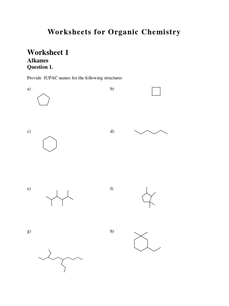 Worksheets Worksheets For Organic Chemistry Worksheet 1 Alkanes Answers worksheet naming alkanes grass fedjp study site cons orgchem worksheets alkene organic chemistry