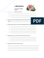 Saving Money Worksheet