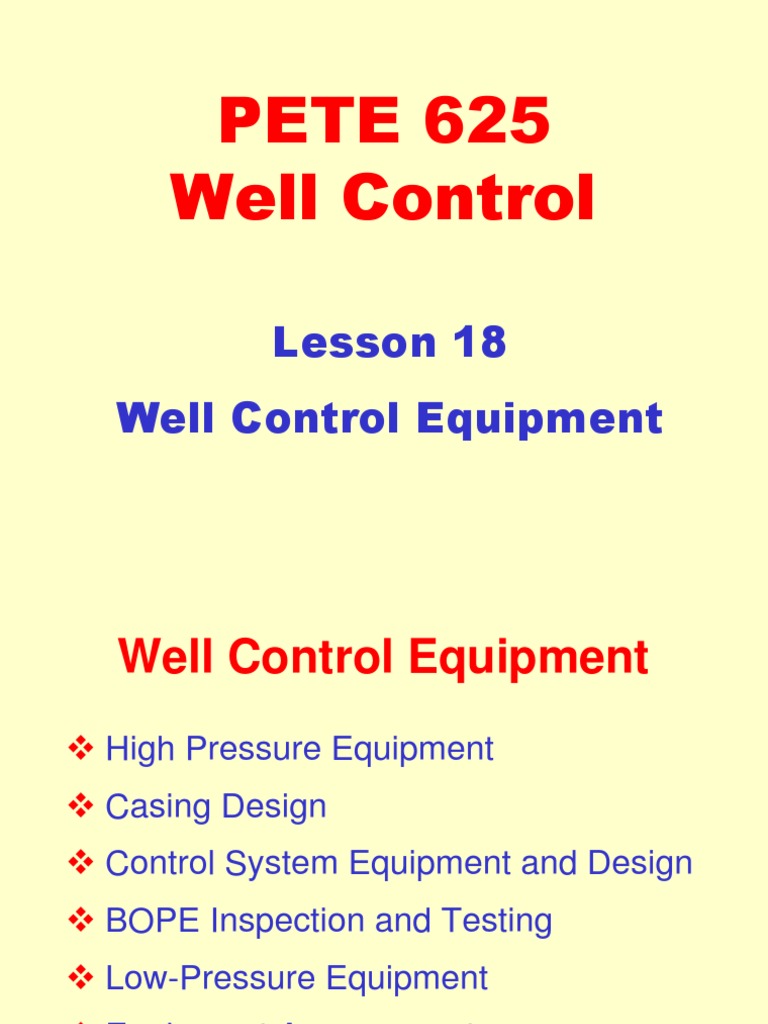 Well Control Equipment Overview | PDF | Casing (Borehole) | Chemical ...