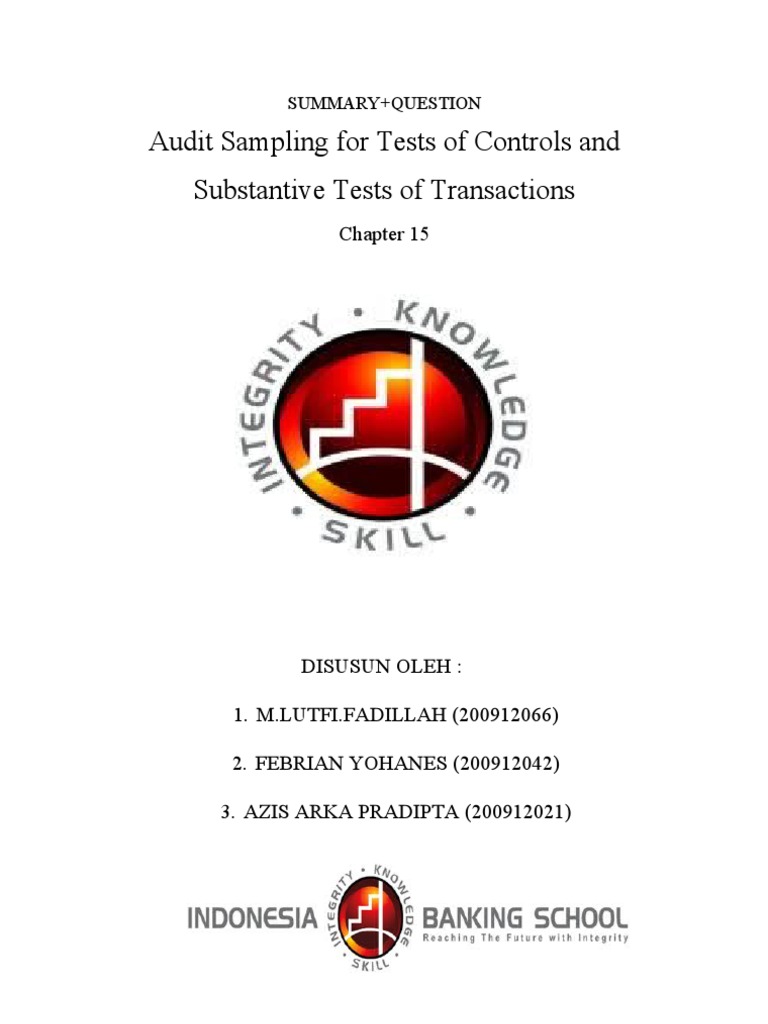 Audit Sampling For Tests of Controls and Substantive Tests of ...