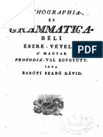 Baróti Szabó Dávid - Orthographia- és Grammatica-béli észrevételek a Magyar Prosodiával együtt 1800.