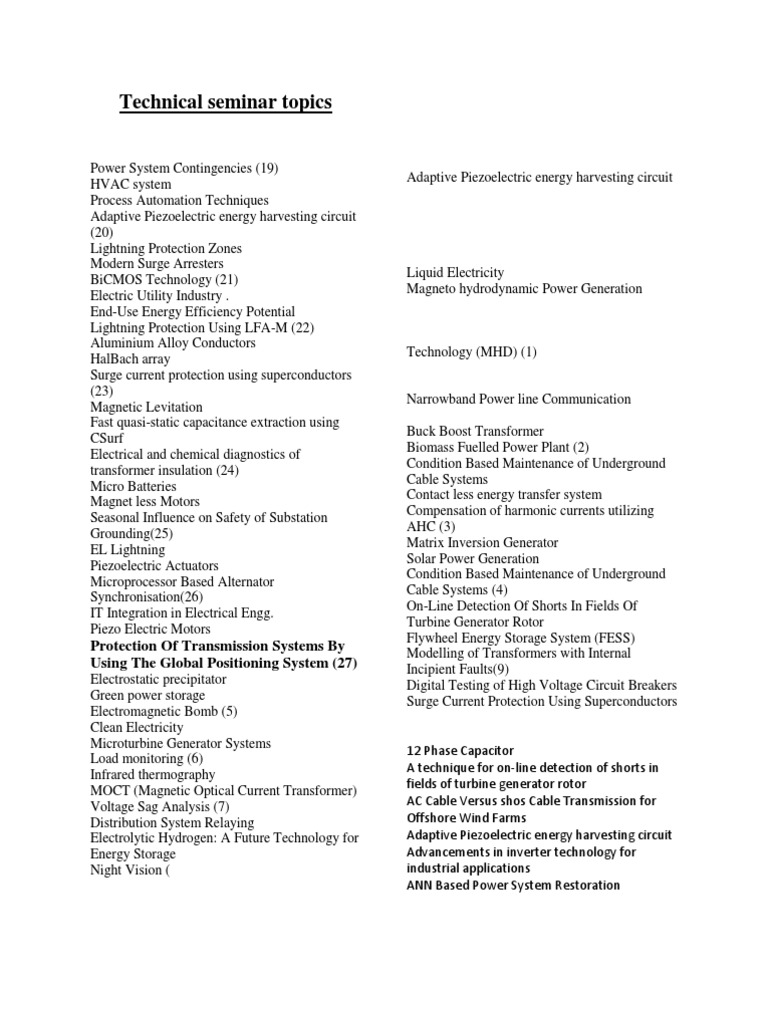 Seminar Topic PDF Electric Power System Electric Generator