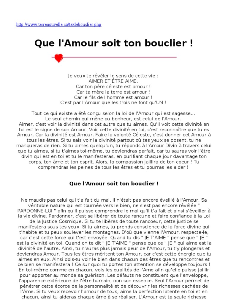 Que L Amour Soit Ton Bouclier Pdf Mal Amour